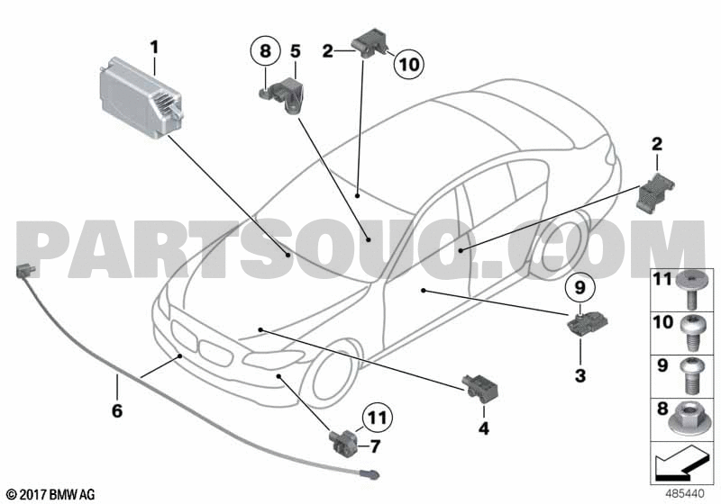 Electric parts airbag | BMW M550dX MY91 F11 | Parts Catalogs 