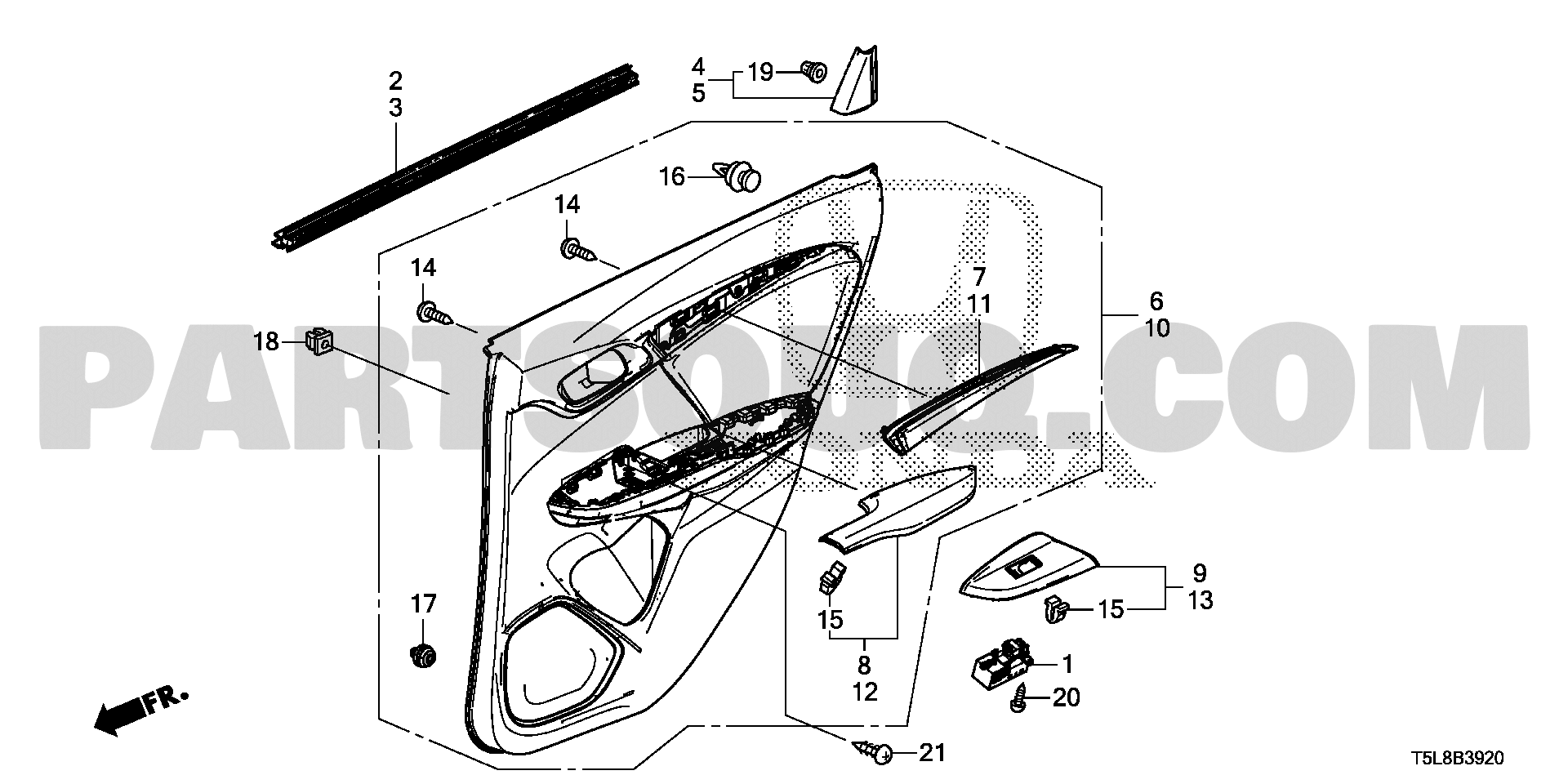 REAR DOOR LINING | Honda JAZZ General 18T5LF01 | Parts Catalogs 