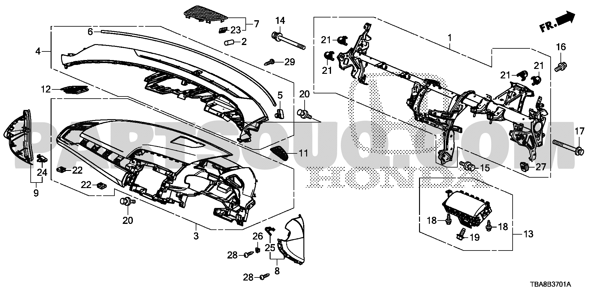 INSTRUMENT PANEL(RH) | Honda CIVIC General 18TBAG01 | Parts 