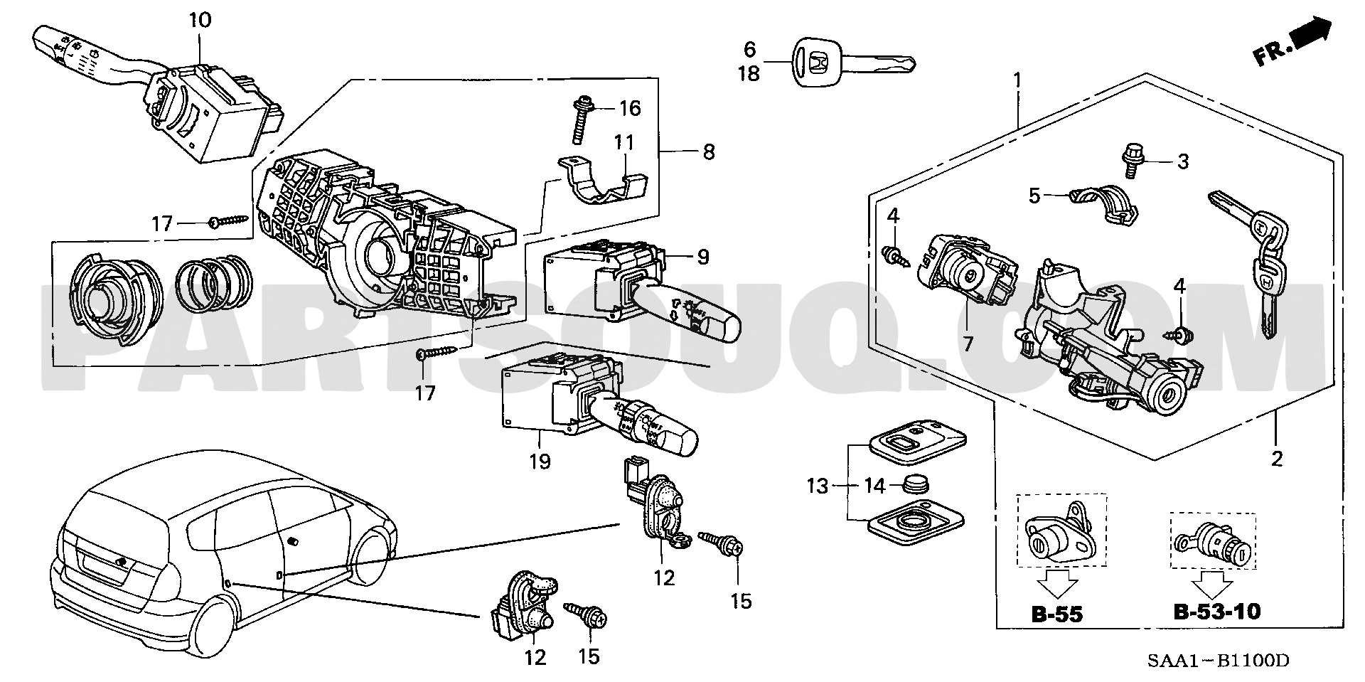 ｺﾝﾋﾞﾈｰｼｮﾝｽｲｯﾁ | Honda FIT Japan UA-GD1 | Parts Catalogs | PartSouq