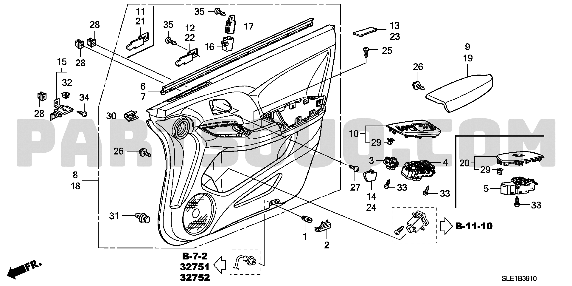 ﾌﾛﾝﾄﾄﾞｱｰﾗｲﾆﾝｸﾞ | Honda ODYSSEY Japan DBA-RB3 | Parts Catalogs 