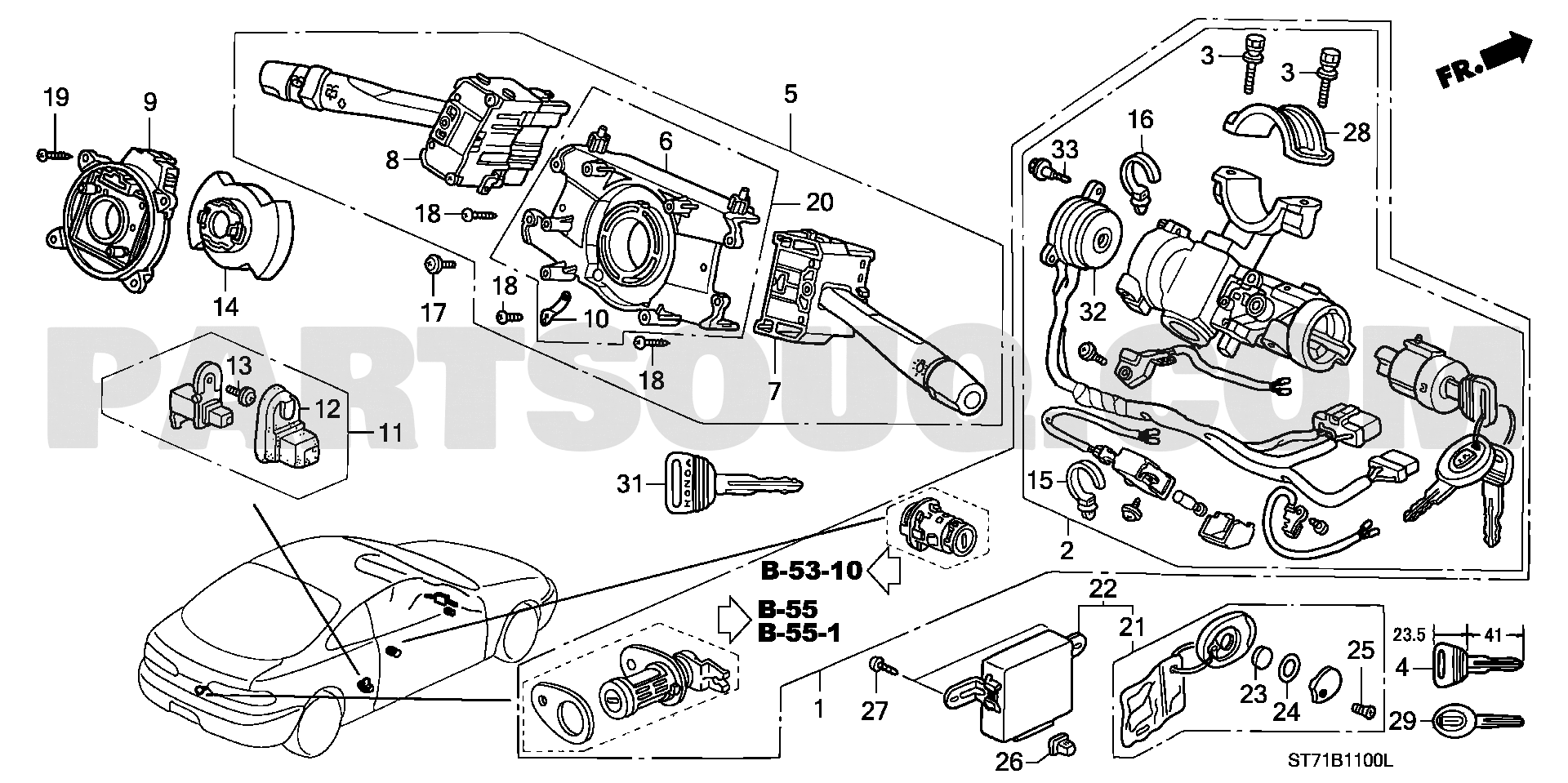 ｺﾝﾋﾞﾈｰｼｮﾝｽｲｯﾁ | Honda INTEGRA 3D Japan E-DC2 | Parts Catalogs