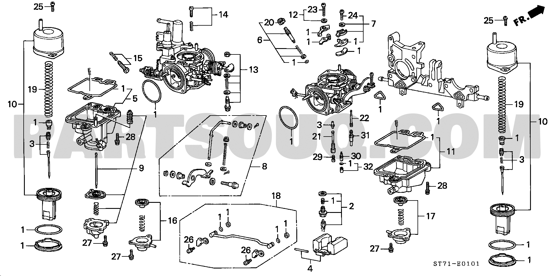 ﾃﾞｭｱﾙｷｬﾌﾞﾚﾀｰ 構成部品 | Honda INTEGRA 3D Japan E-DC1 | Parts 