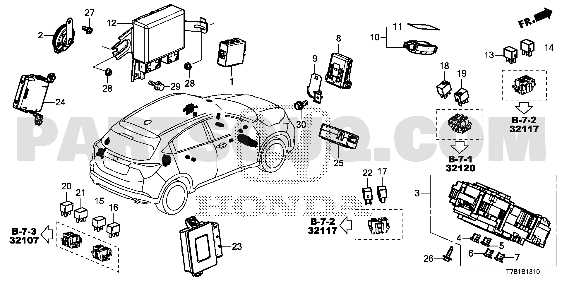 ｺﾝﾄﾛｰﾙﾕﾆｯﾄ( 室内 )(1) | Honda VEZEL HYBRID Japan DAA-RU3 | Parts 