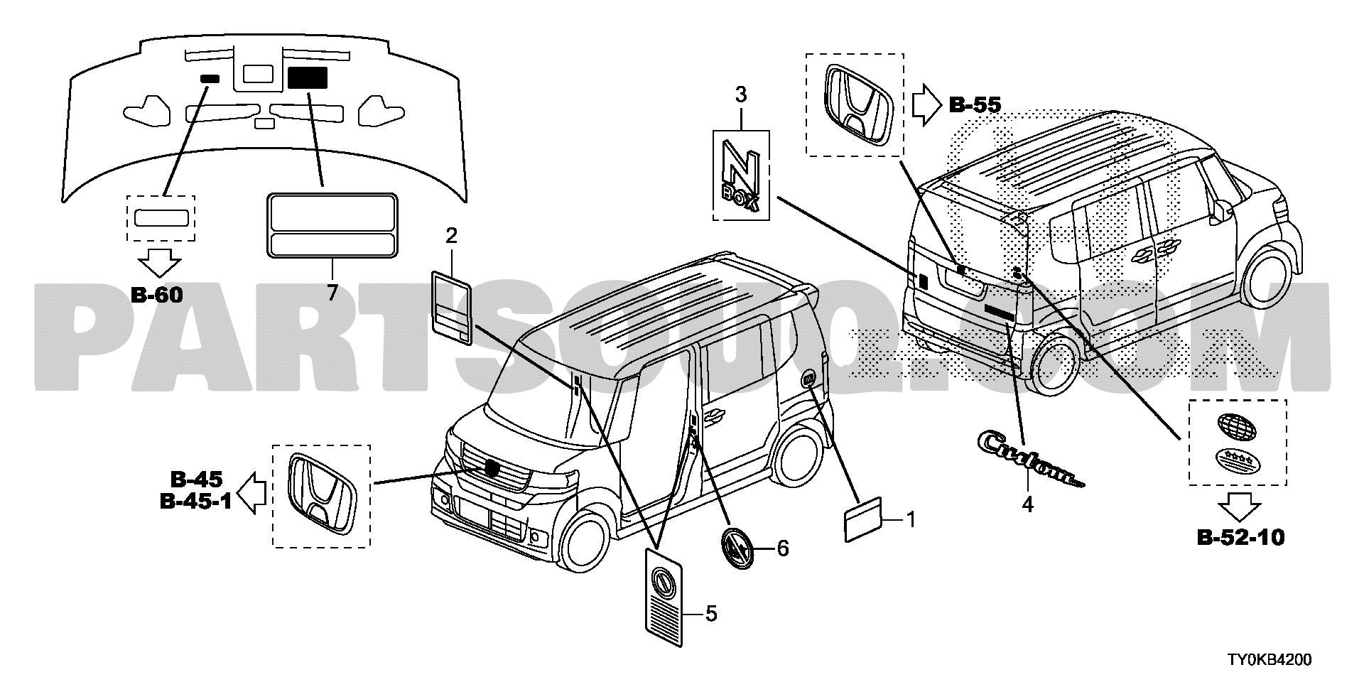 ｴﾝﾌﾞﾚﾑ/ｺｰｼｮﾝﾗﾍﾞﾙ | Honda N-BOX Japan DBA-JF1 | Parts Catalogs | PartSouq