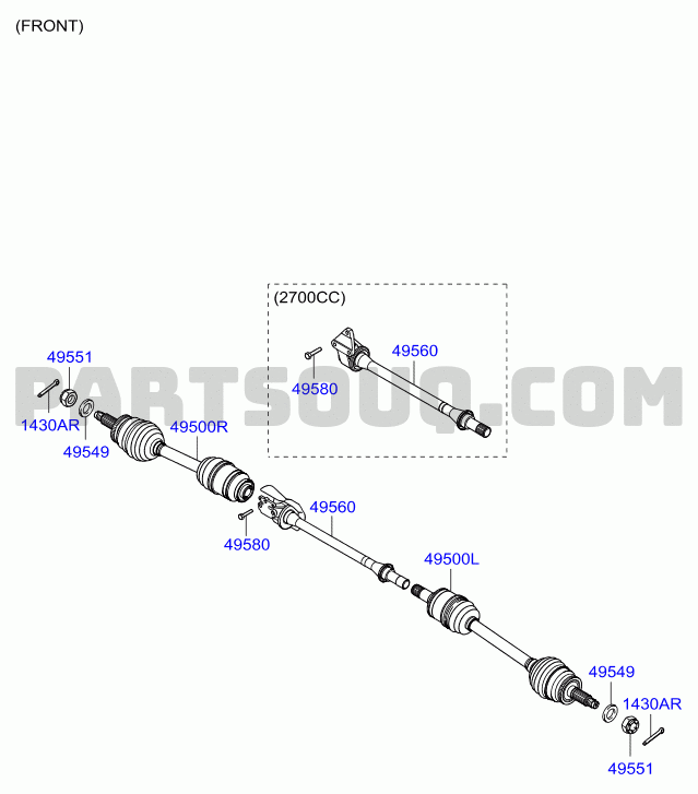 DRIVE SHAFT - FRONT; 01/04