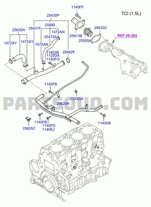 COOLANT HOSE & PIPE; 04/05 | Hyundai GETZ 02: -OCT.2006 (2002-)  KMHBT51GP6U496331 13.12.2005 | Parts Catalogs | PartSouq