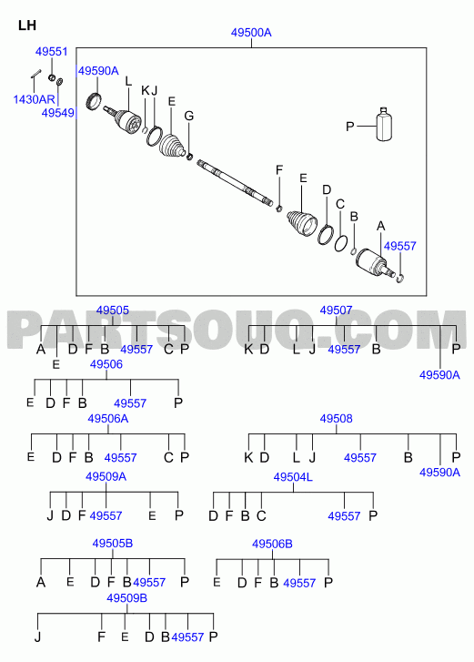 DRIVE SHAFT - FRONT; 01/03