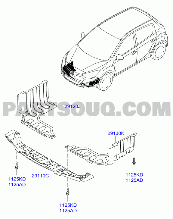 UNDERCOVER, Hyundai I20 12 (INDIA PLANT-GEN) 2012 2015, Parts Catalogs