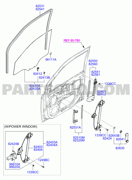 Передняя Дверь HYUNDAI GETZ Чертеж