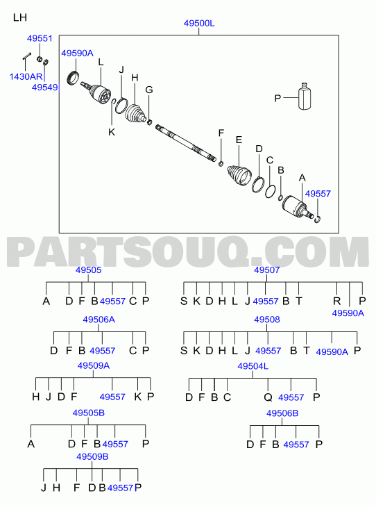 DRIVE SHAFT - FRONT; 01/02