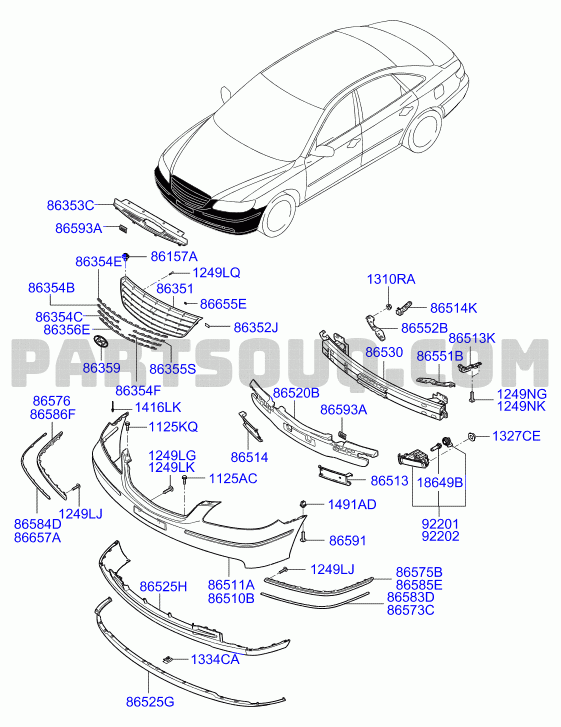 2006 hyundai azera store front bumper