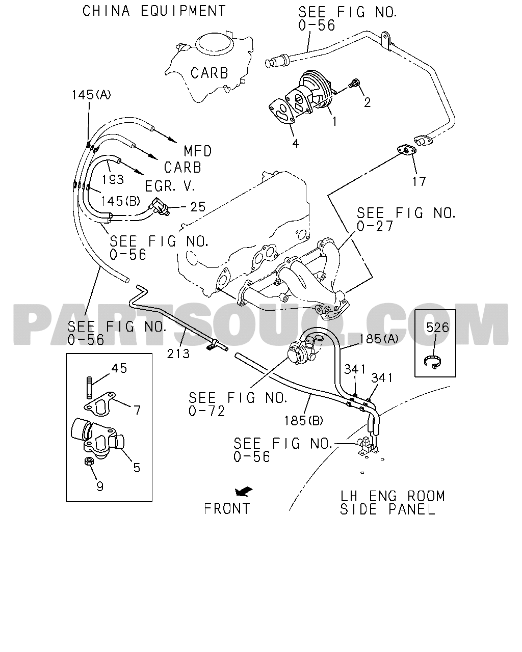 0-57 - EMISSION PIPING, 4ZE1 ENG CHINA EQUIPMENT | Isuzu UBS-LHD 