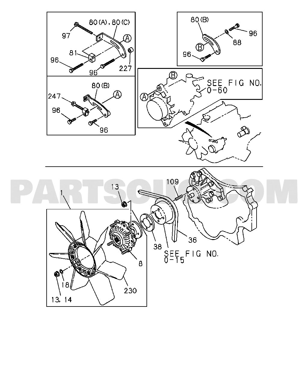 ISUZU UBS-RHD SUV 0-33 - FAN AND BELT, 4JG1 ENG,4JG2 ENG