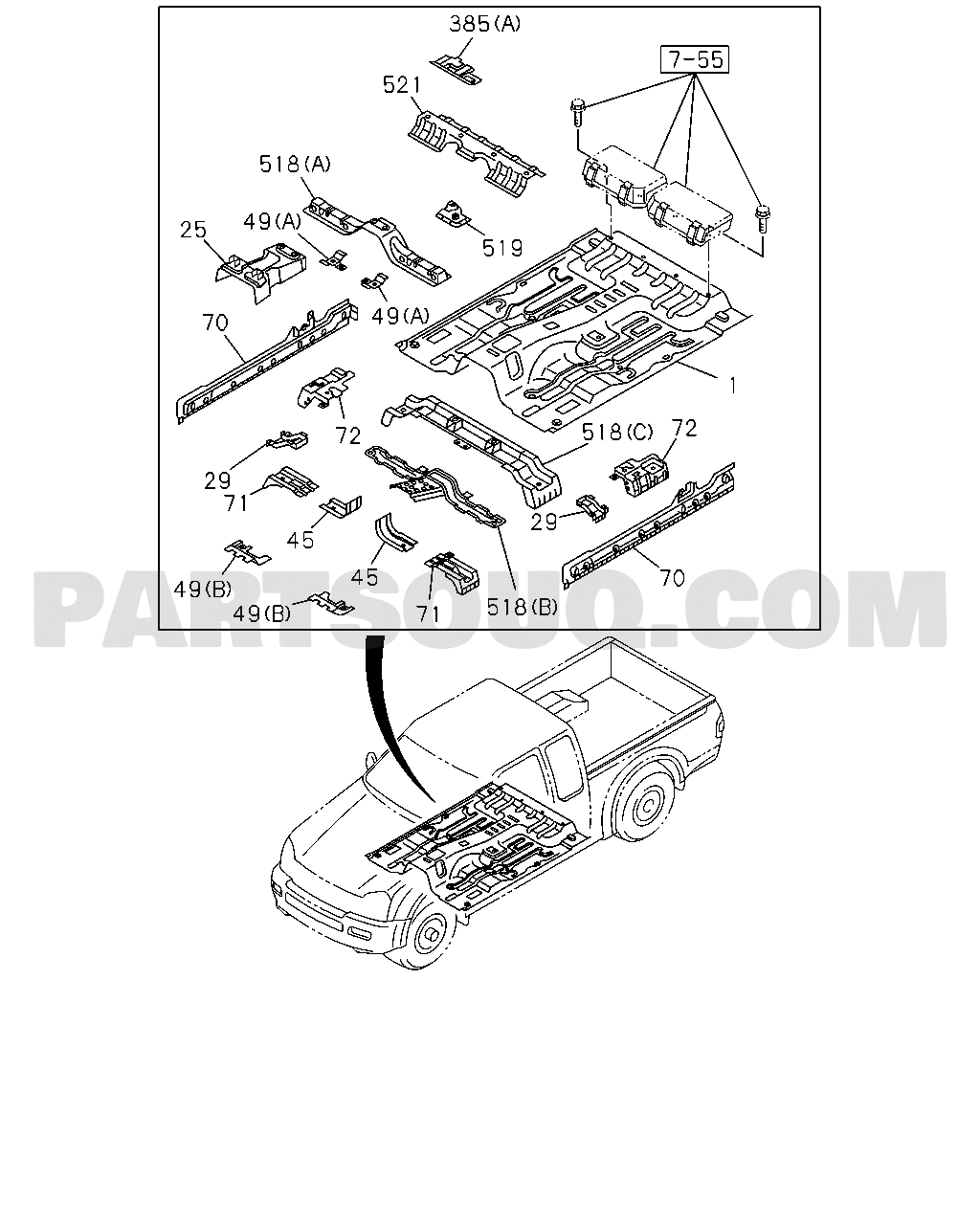 6-70 - FLOOR PANEL, EXTEND CAB | Isuzu TFR/TFS-LHD PICKUP TF
