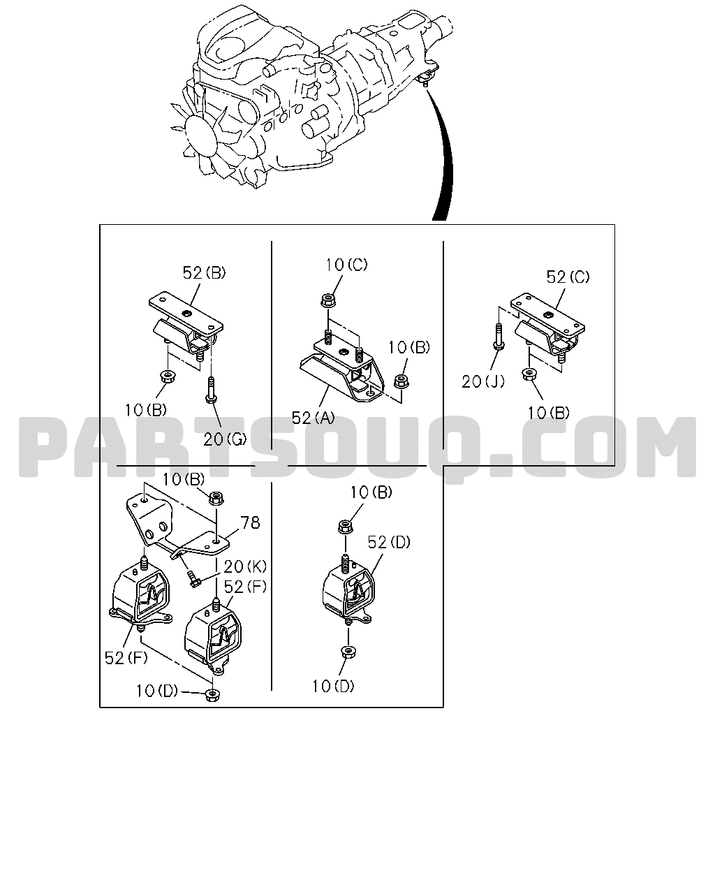 0-22 - ENGINE MOUNTING, 4JK1,4JJ1 NO.2 | Isuzu TFR/TFS THAILAND 
