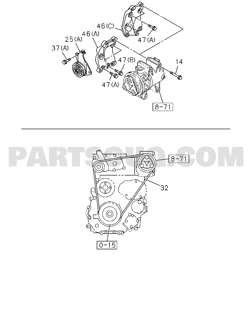 8-50 - AIR CONDITIONING SYSTEM; FRONT, BELT AND PULLEY; 4JK1,4JJ1