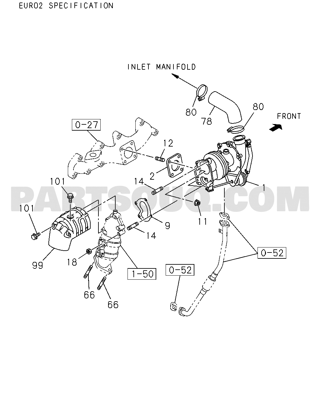 0-36 - TURBOCHARGER SYSTEM, TURBOCHARGER SIDE;4JA1-T(NO.2) | Isuzu 