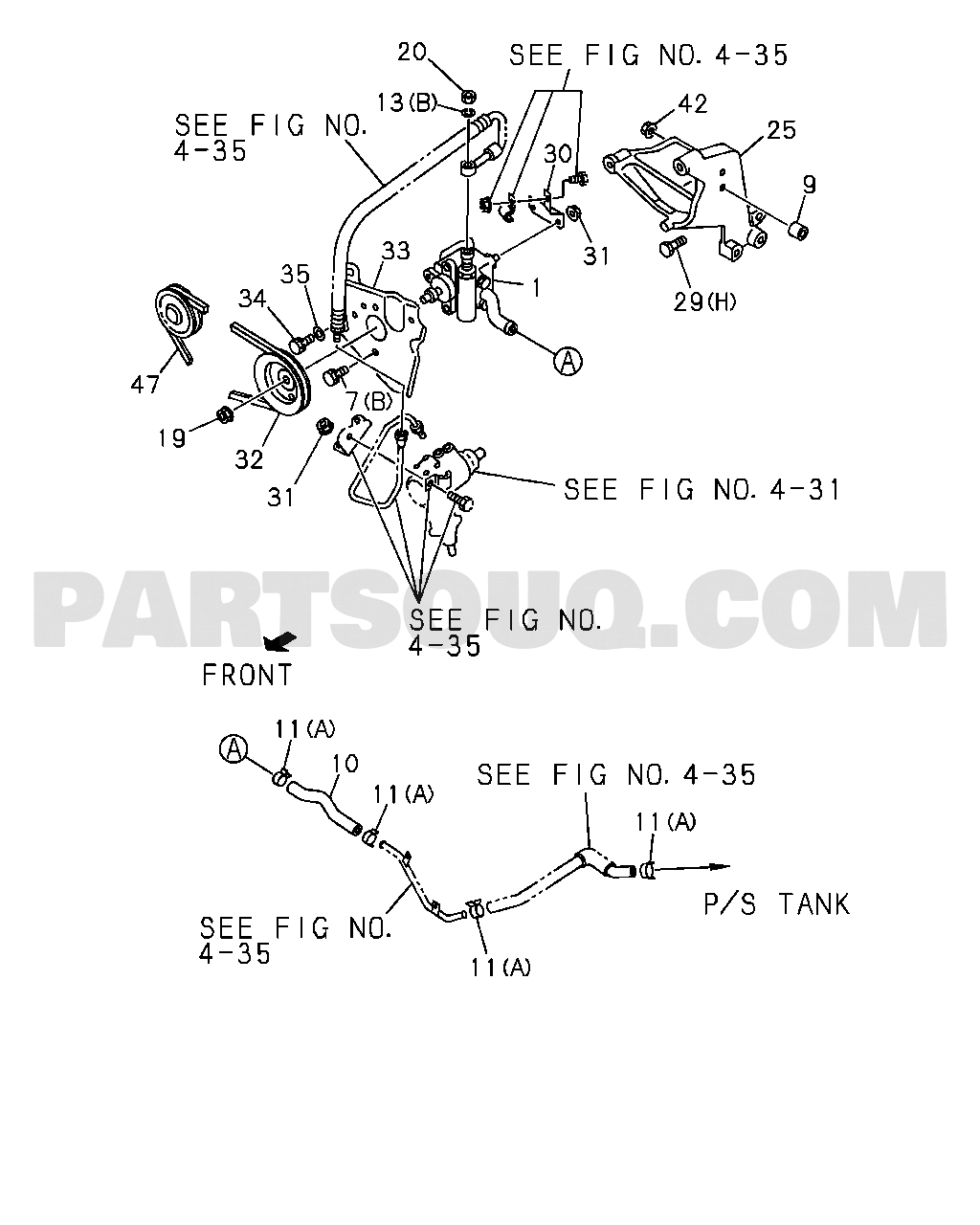 ISUZU UBS-RHD SUV 4-36 - POWER STEERING CONTROL; ENGINE SIDE, 4ZE1 ENG