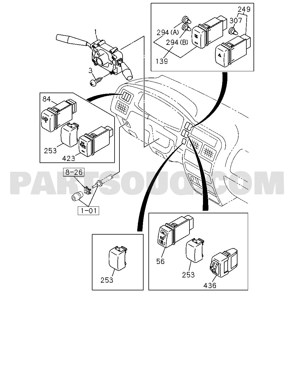 8-25 - SWITCH AND RELAY; INSTRUMENT PANEL, NO.1 | Isuzu TFR/TFS