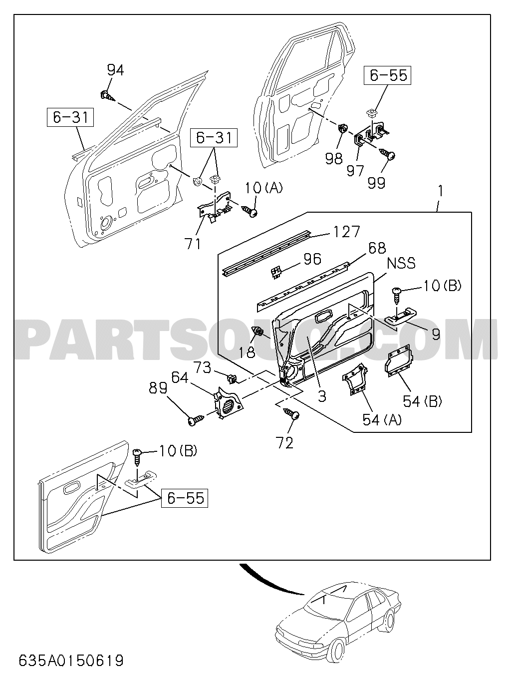 ﾌﾛﾝﾄ ﾄﾞｱ- ﾄﾘﾑ | Isuzu ｼﾞｪﾐﾆ(4ﾄﾞｱ ｾﾀﾞﾝ) 50619 JT(151/191/641