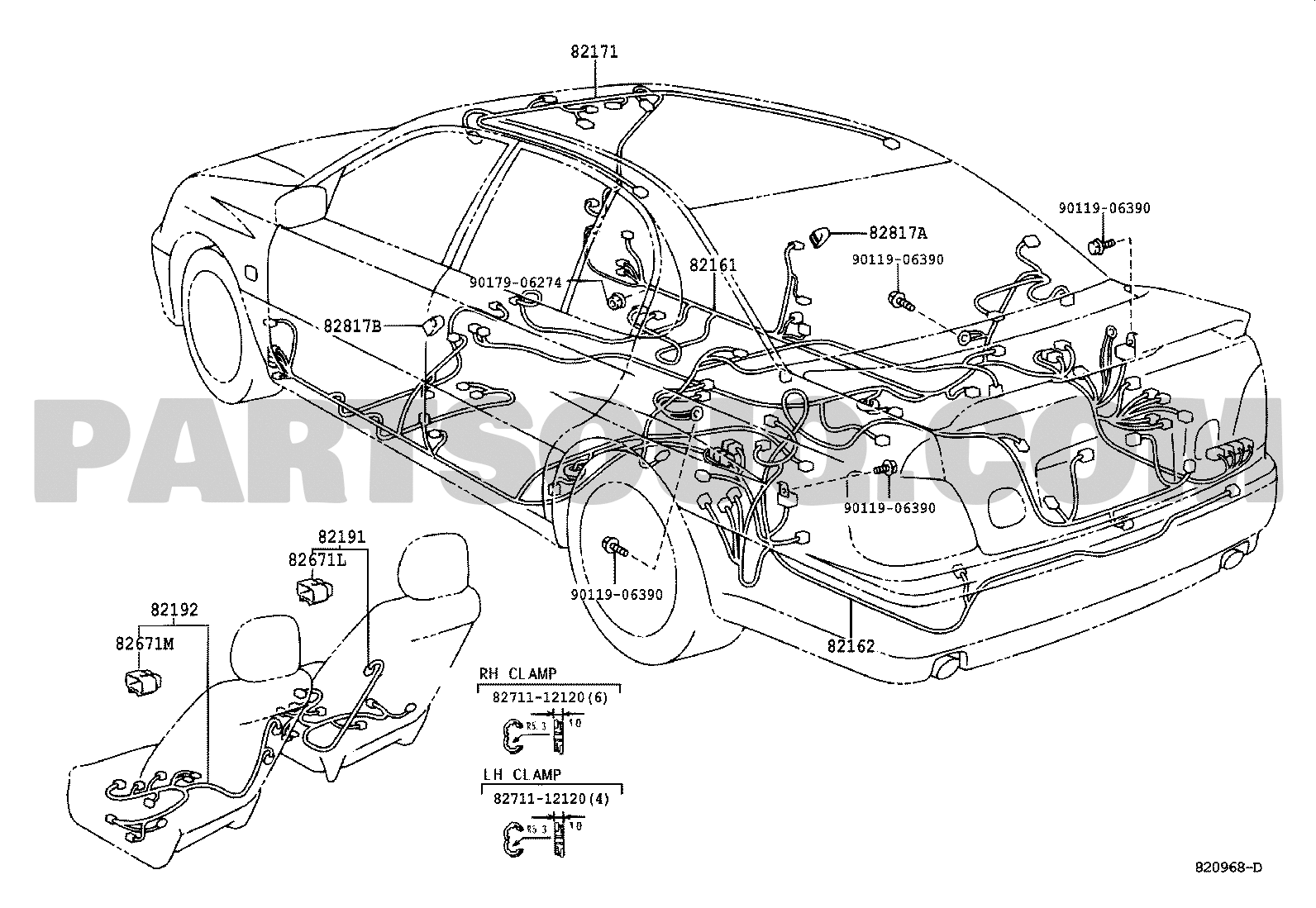 WIRING & CLAMP | Lexus LEXUS GS300/400/430 UZS160L-BEAQKA ...
