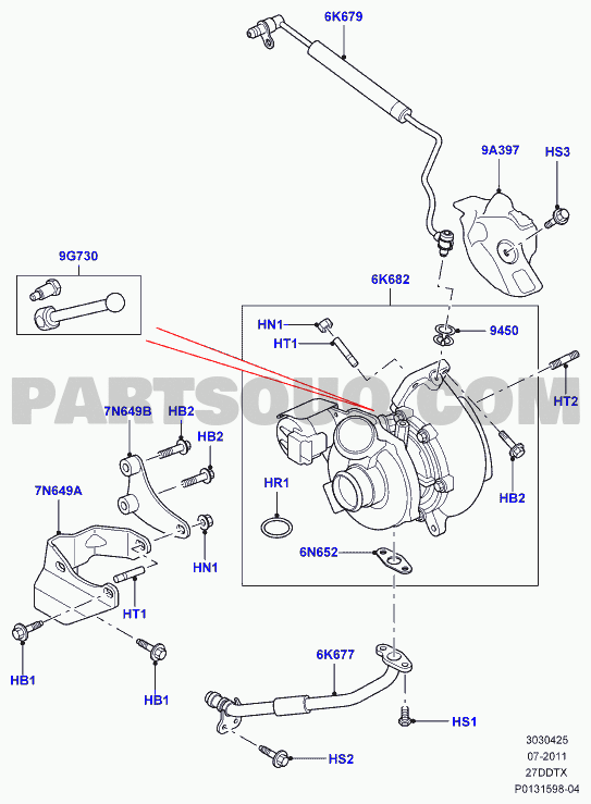 Turbocharger, 2.7 Diesel V6, L319 Discovery 3 And 4, L320 Range 