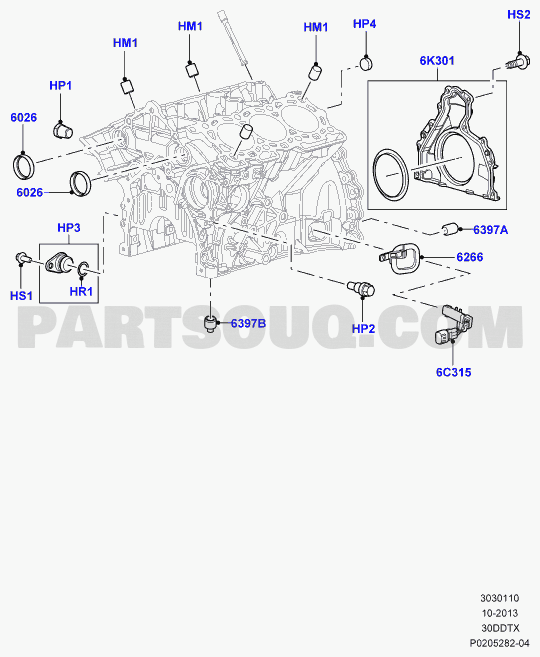 Cylinder Block And Plugs, 3.0 Diesel 24V DOHC TC, L405 Range Rover 