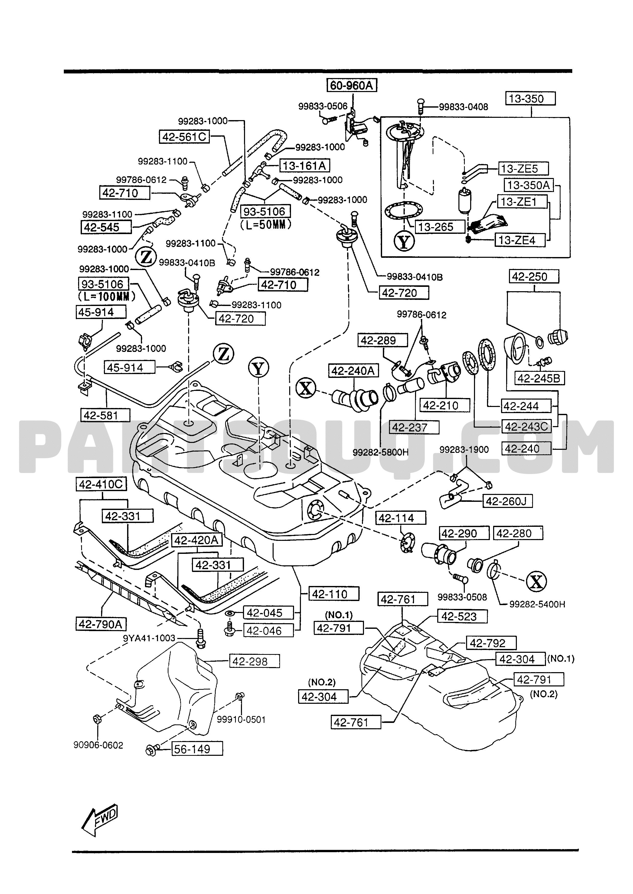 2. CHASSIS PIPING & FUEL TANK | Mazda RX-7 Canada 1995 | Parts Catalogs ...