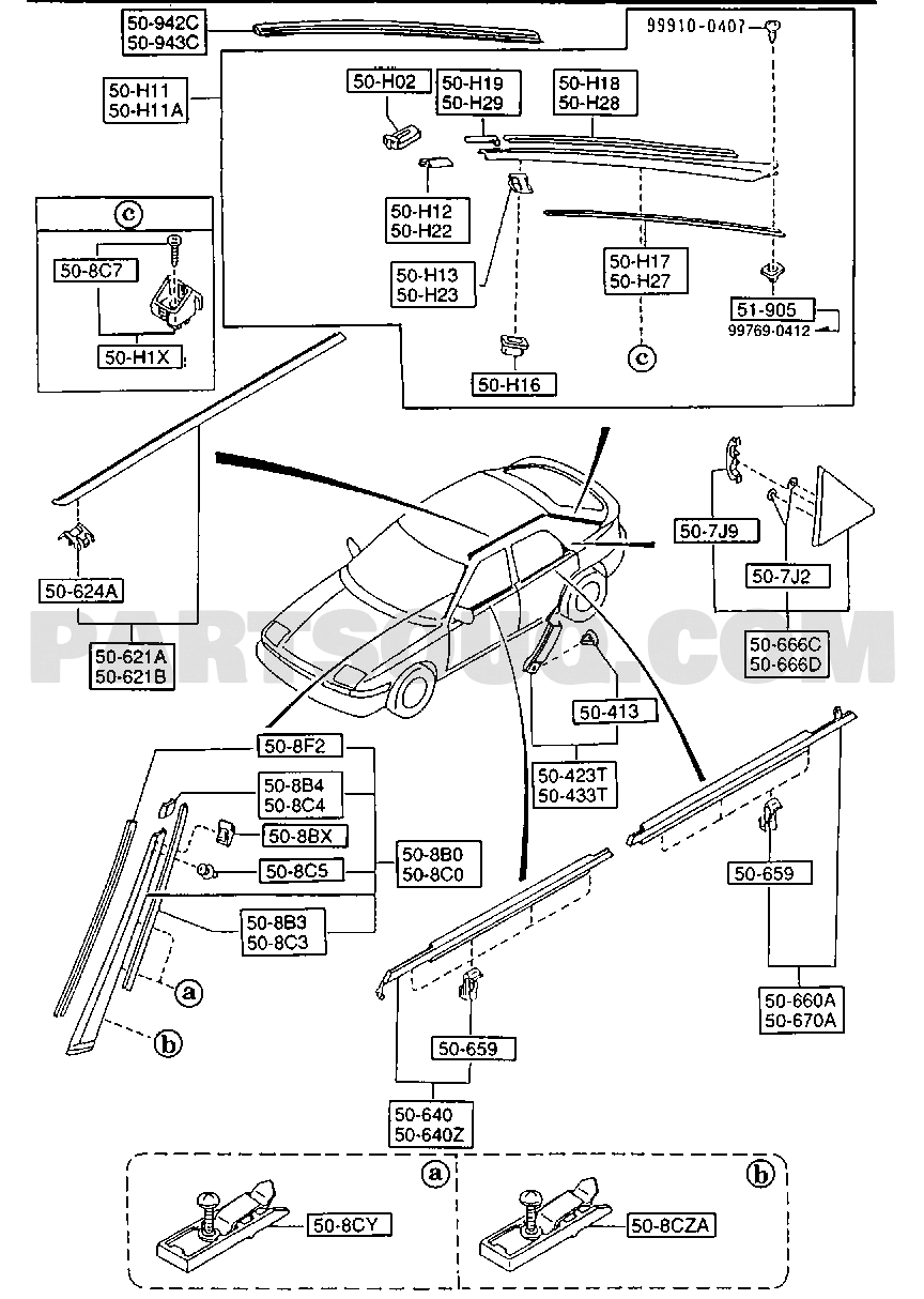 3. BODY EXTERIOR TRIM | Mazda 323 Europe 03.1991 | Parts Catalogs