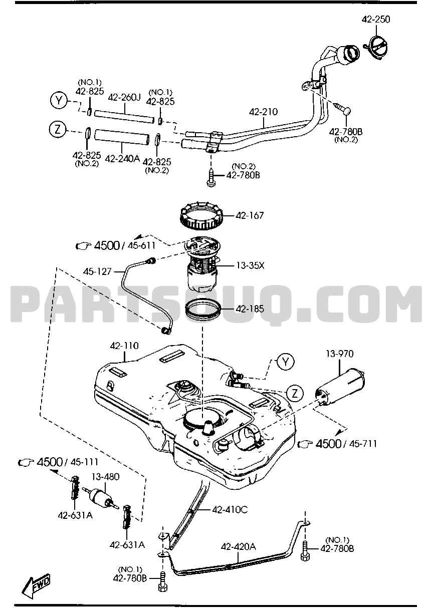 2. CHASSIS PIPING & FUEL TANK Mazda 2 Europe 09.2005 Parts Catalogs