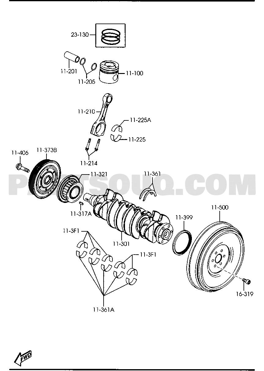 PISTON, CRANKSHAFT & FLYWHEEL (DIESEL) | Mazda 3 SEDAN 4-DOOR 