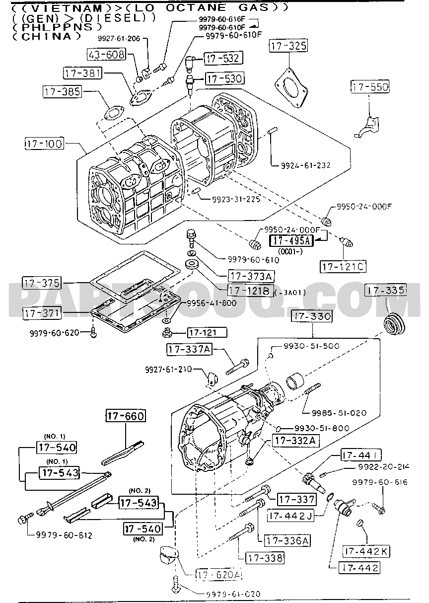 1. GASOLINEENGINE 4CYLINDER TRANSMISSION Mazda E2000 Europe 02.1988