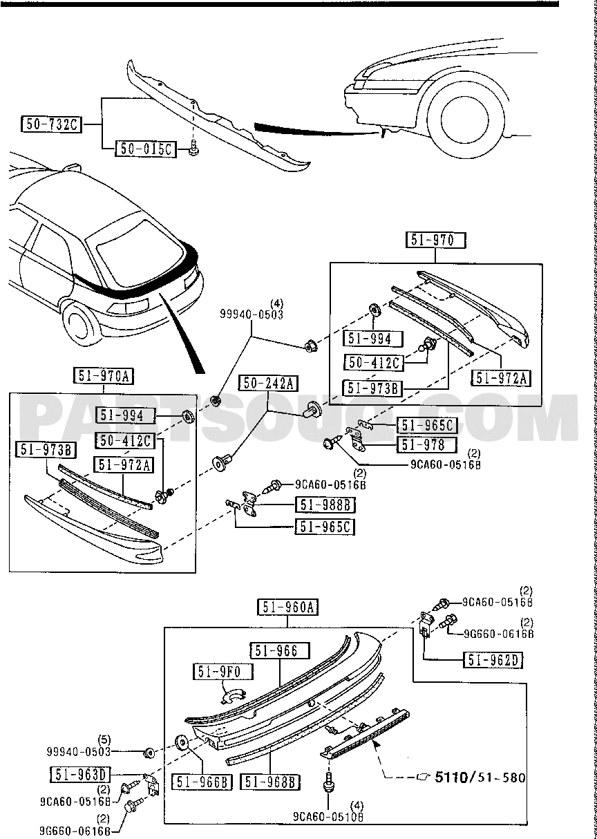 3. EXTERIOR | Mazda Eunos 100 Japan 10.1989 | Parts Catalogs