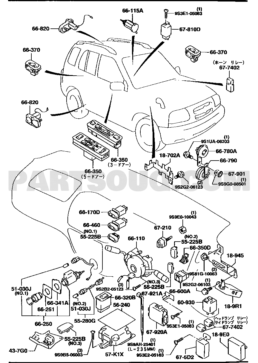 3. BODY (ELECTRICAL) | Mazda PROCEED LEVANTE ﾜｺﾞﾝ 5-ﾄﾞｱ- | Parts