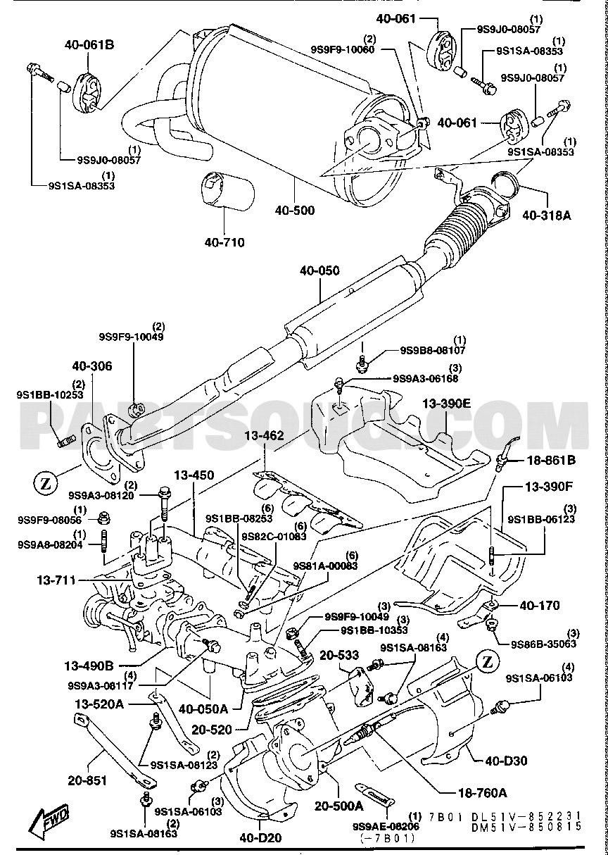 jujumatsui417ページ ｴｸﾞｿﾞ-ｽﾄ ｼｽﾃﾑ (ﾊﾞﾝ)(ﾀｰﾎﾞ ﾂｷ) | Mazda Scrum Japan 04.1997 | Parts