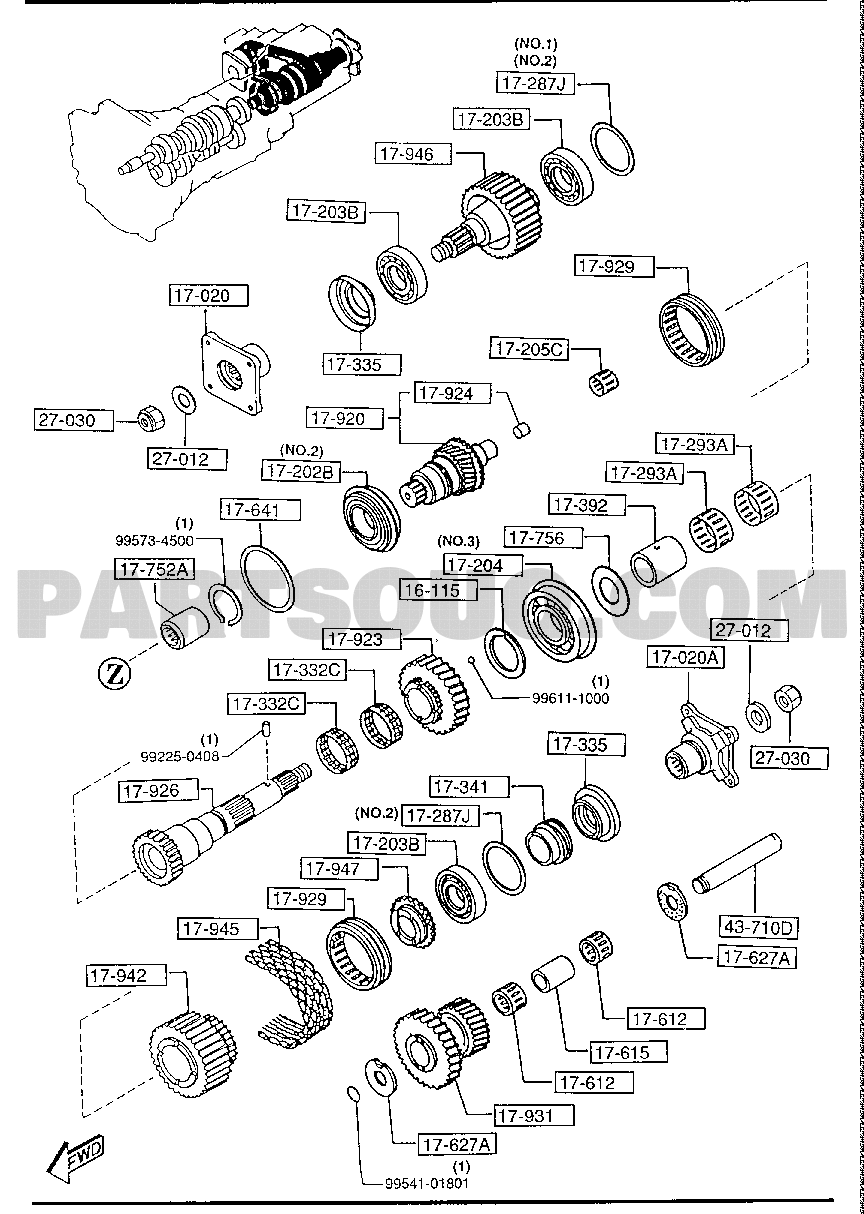 Mazda F520-17-171C Manual Trans Input Shaft Bearing 