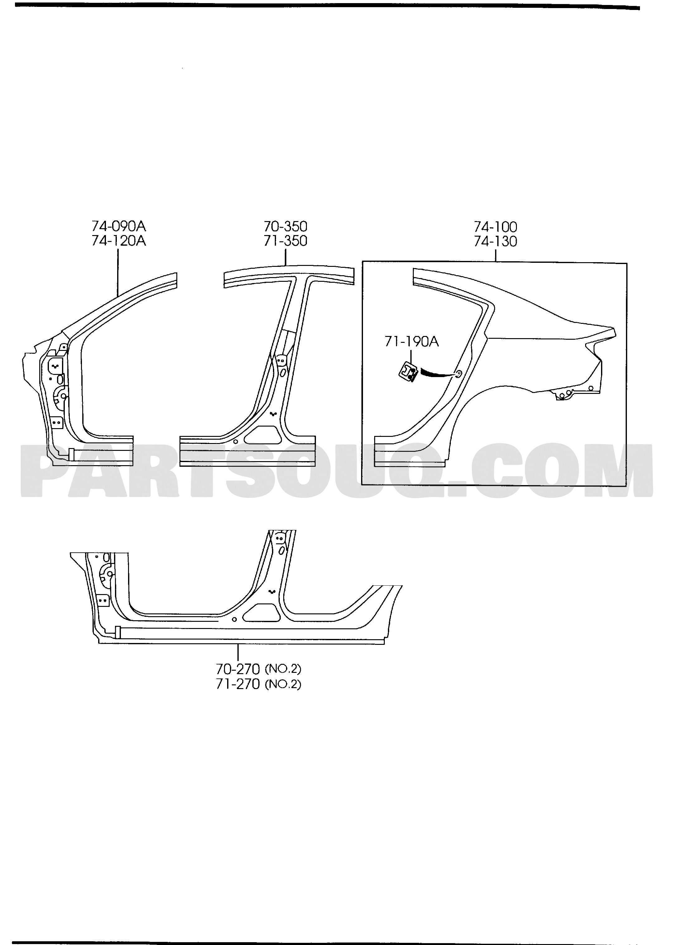 SIDE PANELS (4-DOOR) 02/02 | Mazda 3 2004 AUBA10 | كتالوجات القطع