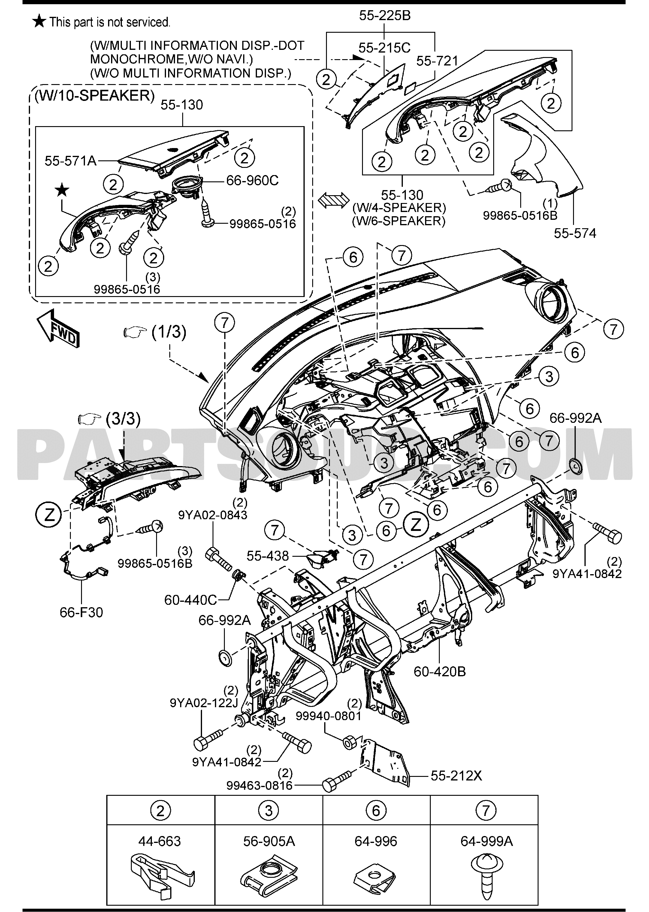 5560A DASHBOARD RELATED PARTS 02 03 Mazda 3 2013 AUBA14