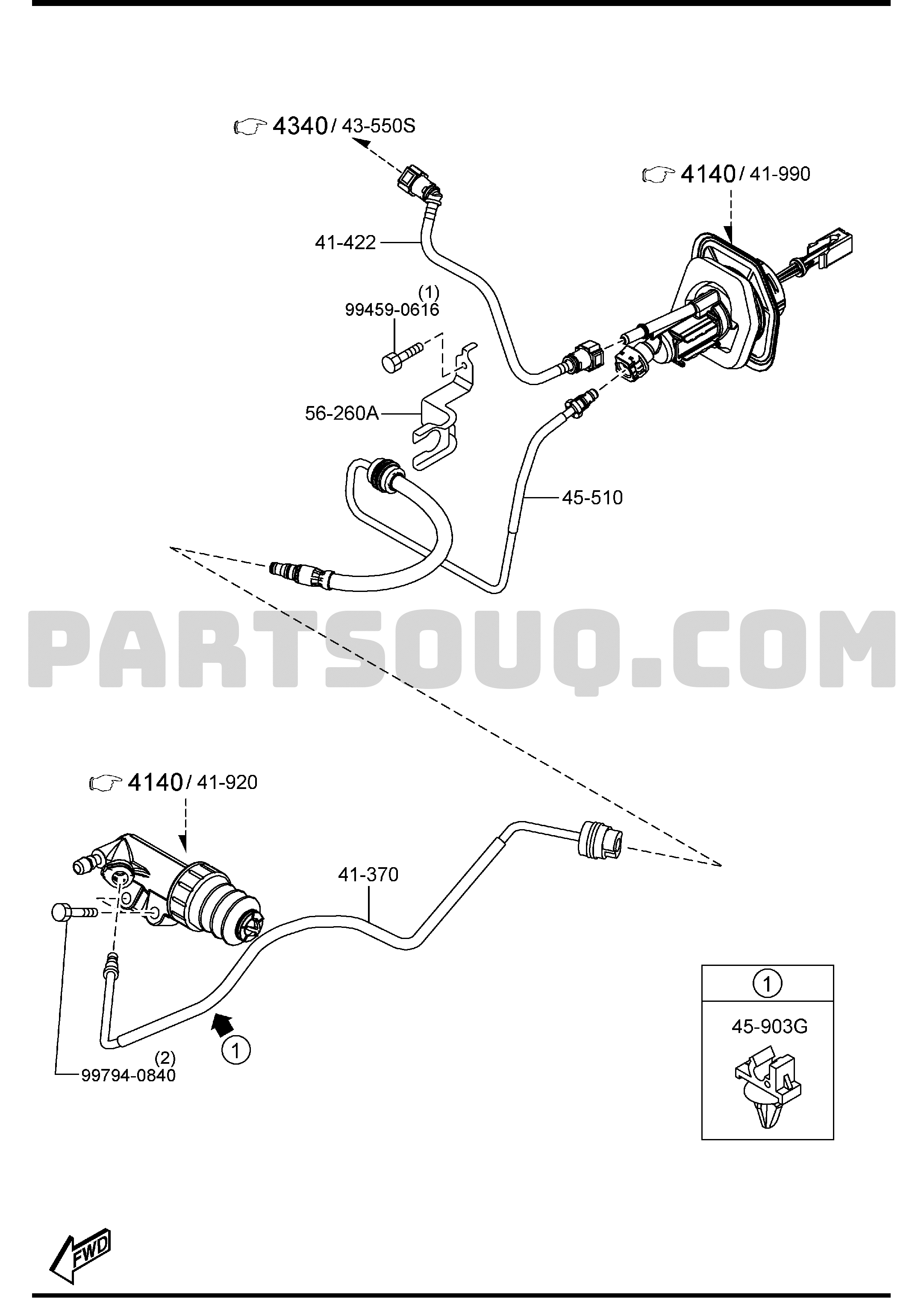 4145AC - CLUTCH PIPINGS (MANUAL TRANSMISSION) (2300CC) 01/01 