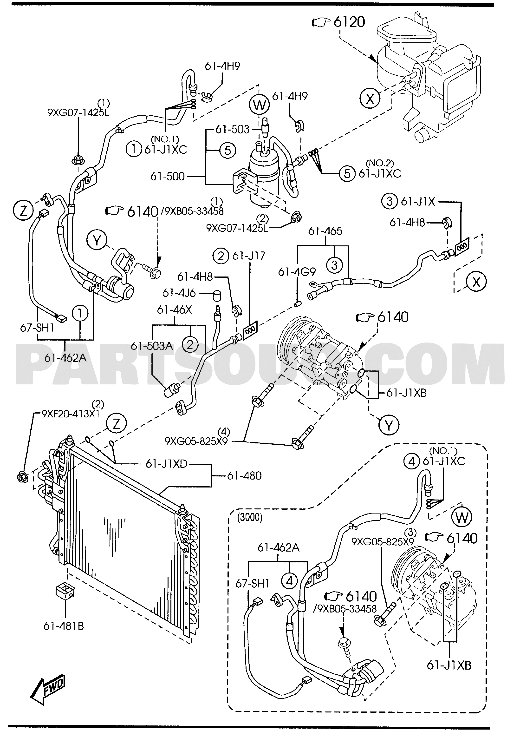 FRONT AIR CONDITIONER 01/01 | Mazda TRIBUTE 2003 AUEV01 | Parts
