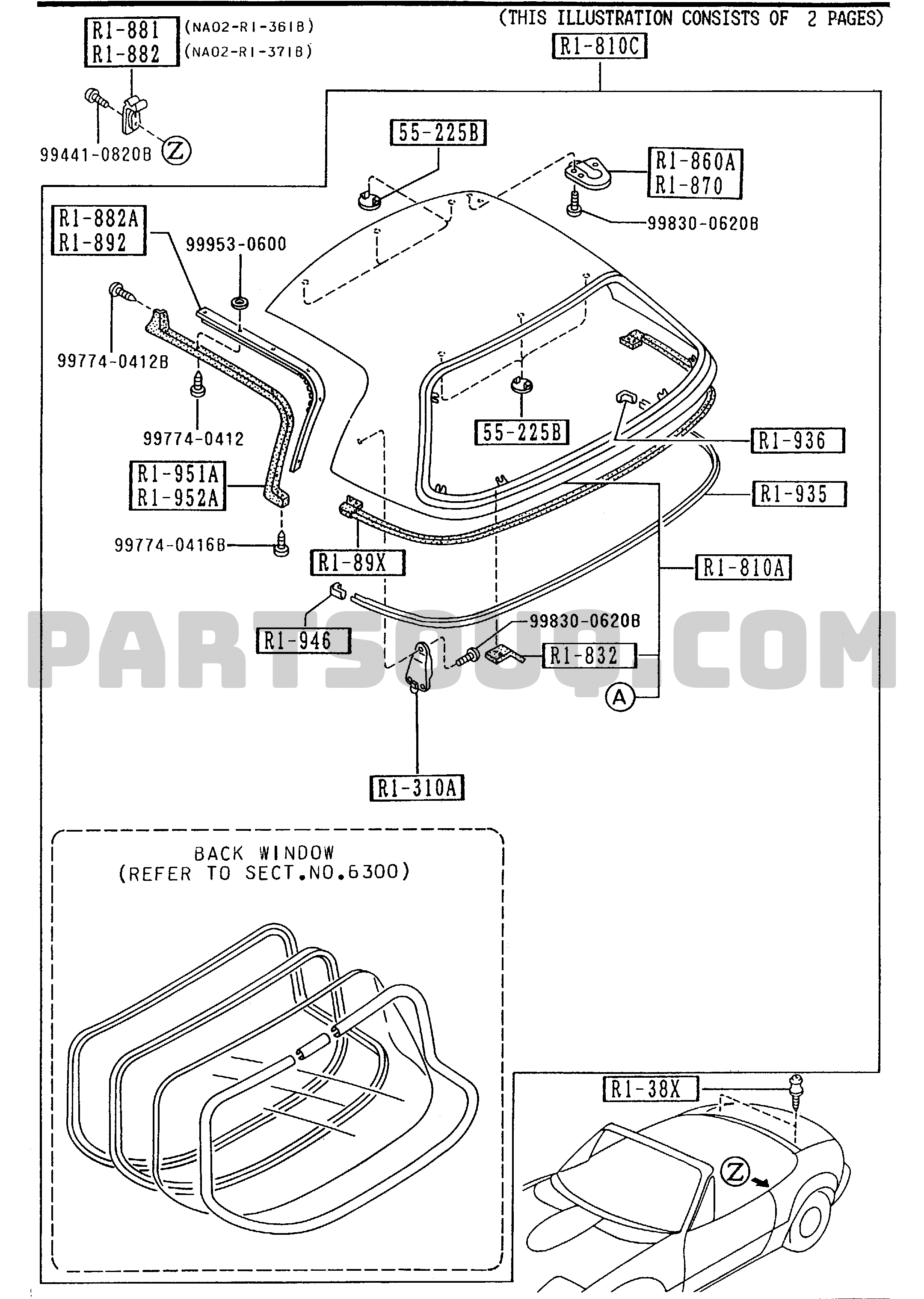 Y2. BODY EXTERIOR TRIM | Mazda MIATA 1990 AUNA01 | Parts Catalogs ...