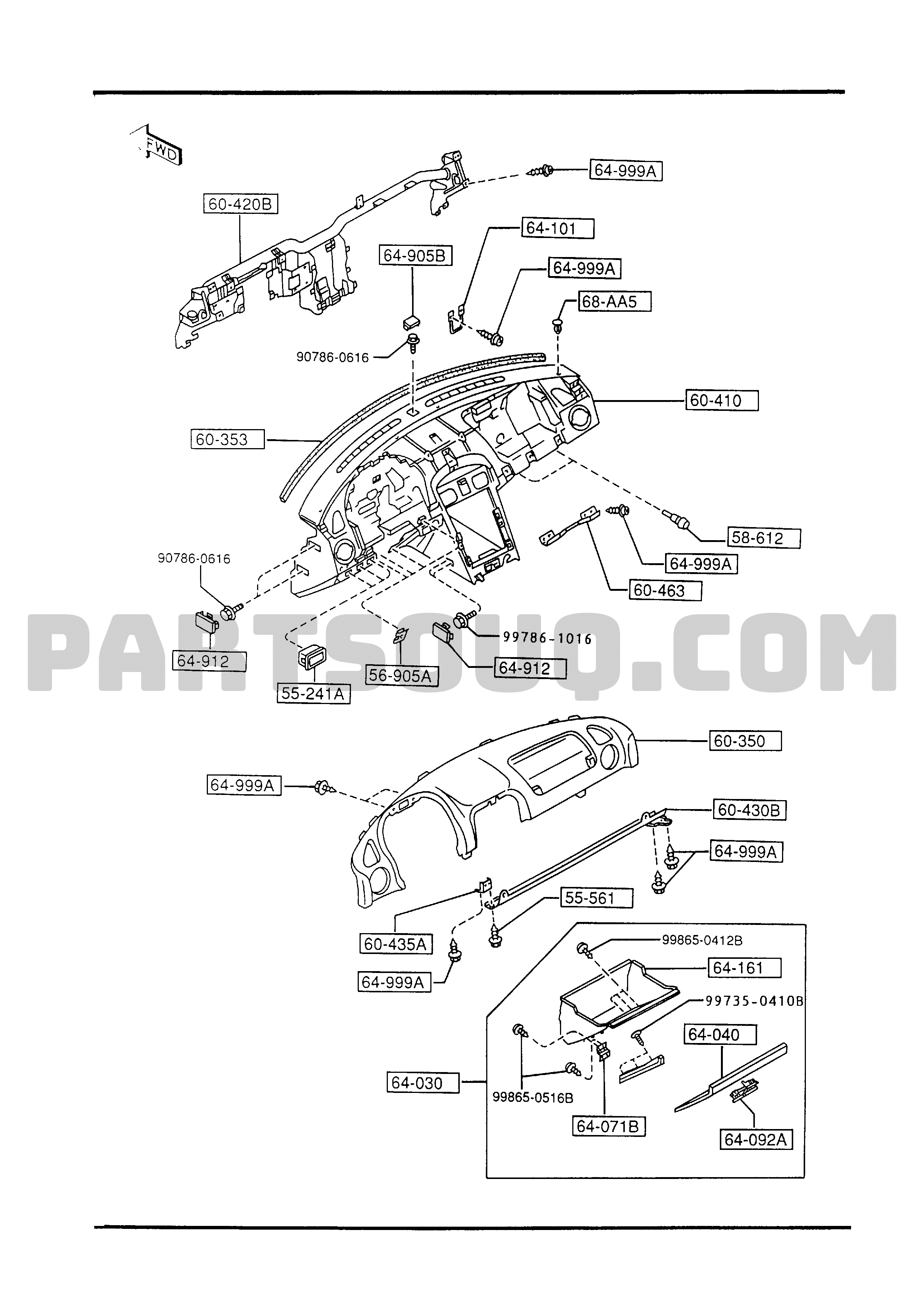 5560 - DASHBOARD & RELATED PARTS 01/01 | Mazda MIATA 1996 AUNA05