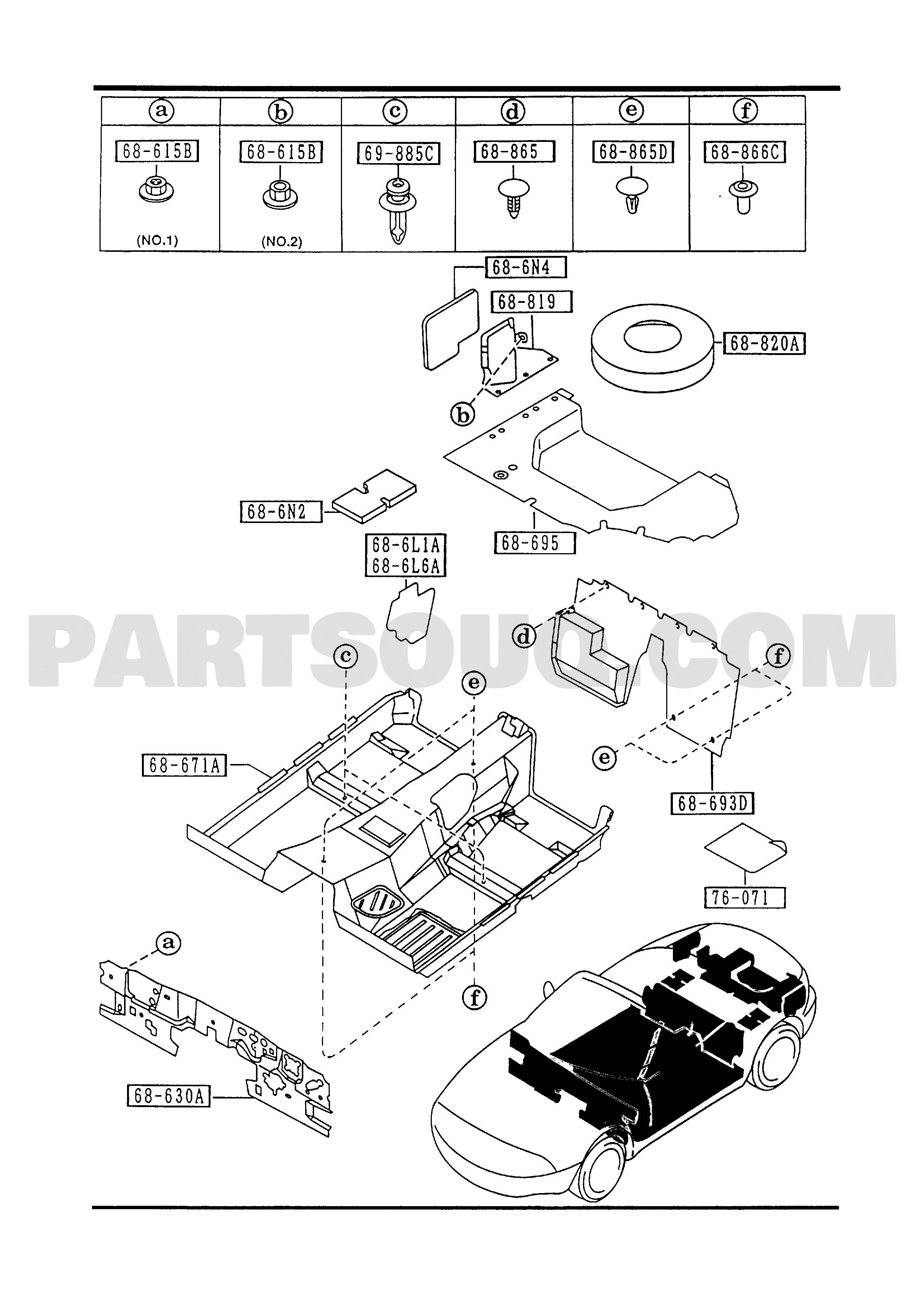 MAZDA MIATA 1997 FLOOR MATS & PADS 01/01
