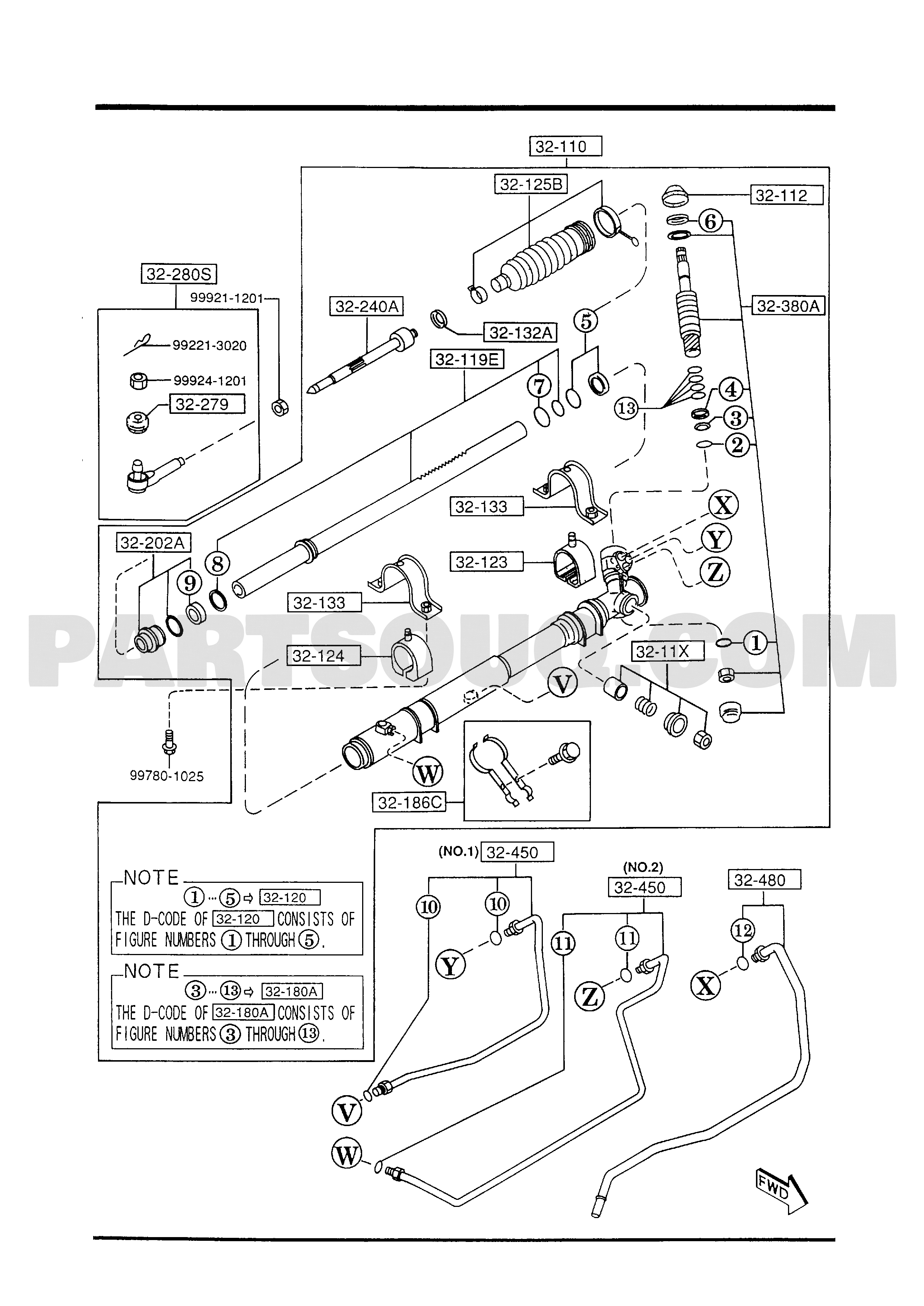STEERING GEAR 01/01 | Mazda RX-7 1995 AUFA06 | Parts Catalogs