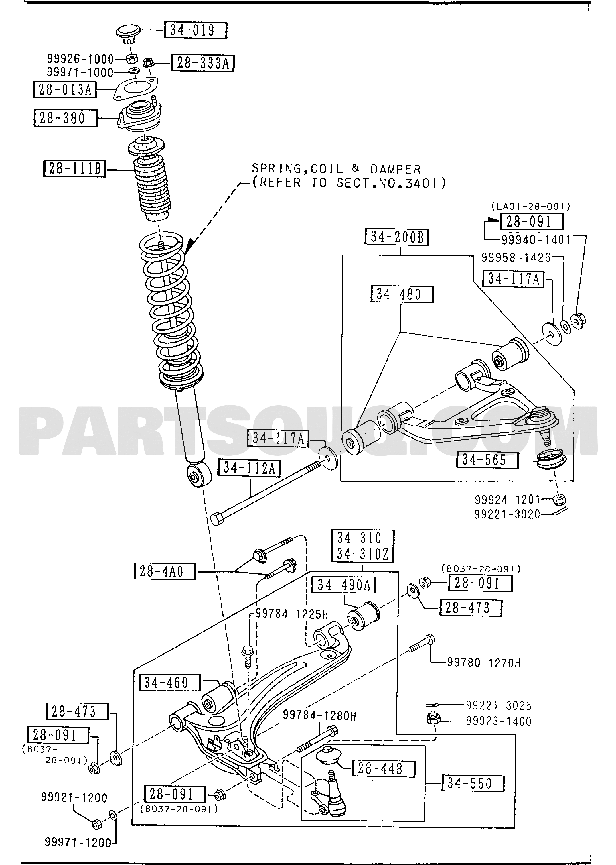 MAZDA MIATA 1990 FRONT SUSPENSION MECHANISMS 01/01
