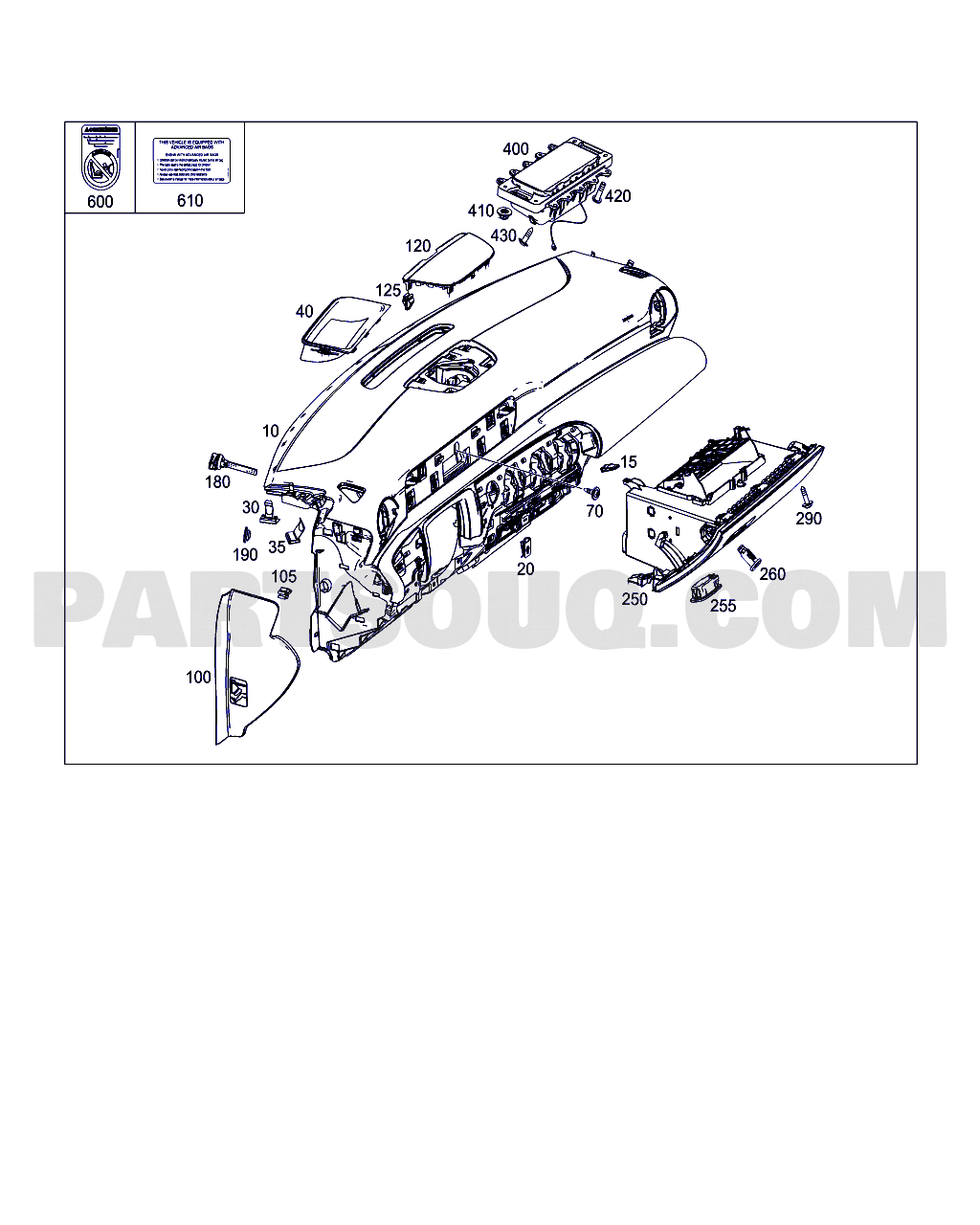 INSTRUMENT PANEL AND GLOVES COMPARTMENT BOX WITH PASSENGER AIR BAG 