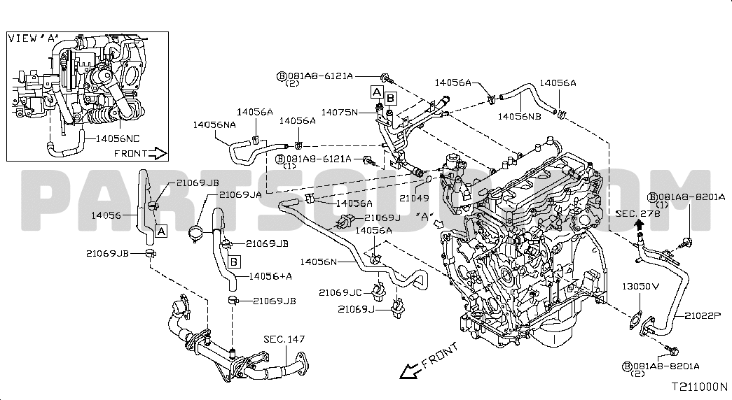 WATER HOSE PIPING Nissan NAVARA 03.2008 D40T Parts Catalogs