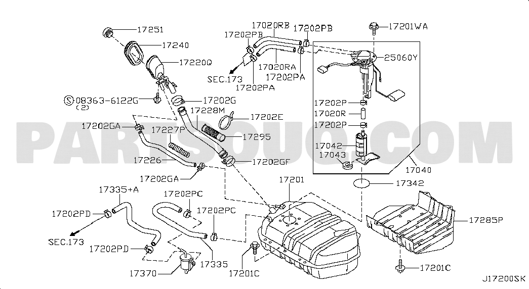 Genuine Nissan Patrol Y61 GU Sub-Tank Fuel Sender Unit – TB45E / TB48DE 25060VC00E