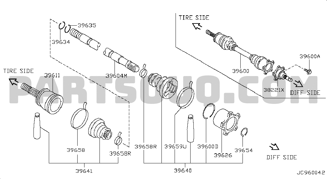(メル39111様3) REAR DRIVE SHAFT; RH | Nissan 300ZX 09.1993 08.1996 | Parts